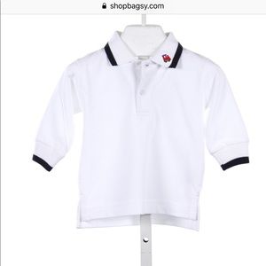 Florence Eiseman White Polo Shirt/Green Trim